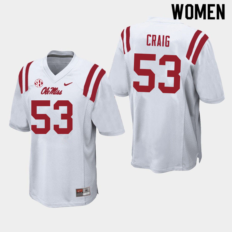 Carter Craig Ole Miss Rebels NCAA Women's White #53 Stitched Limited College Football Jersey YNE8658CP